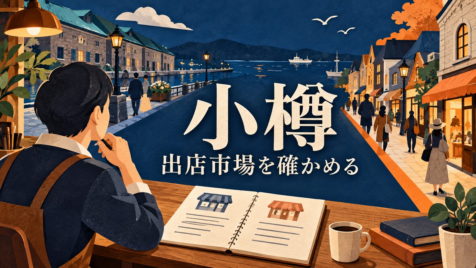 小樽市の店舗経営を考えるAI生成イラスト