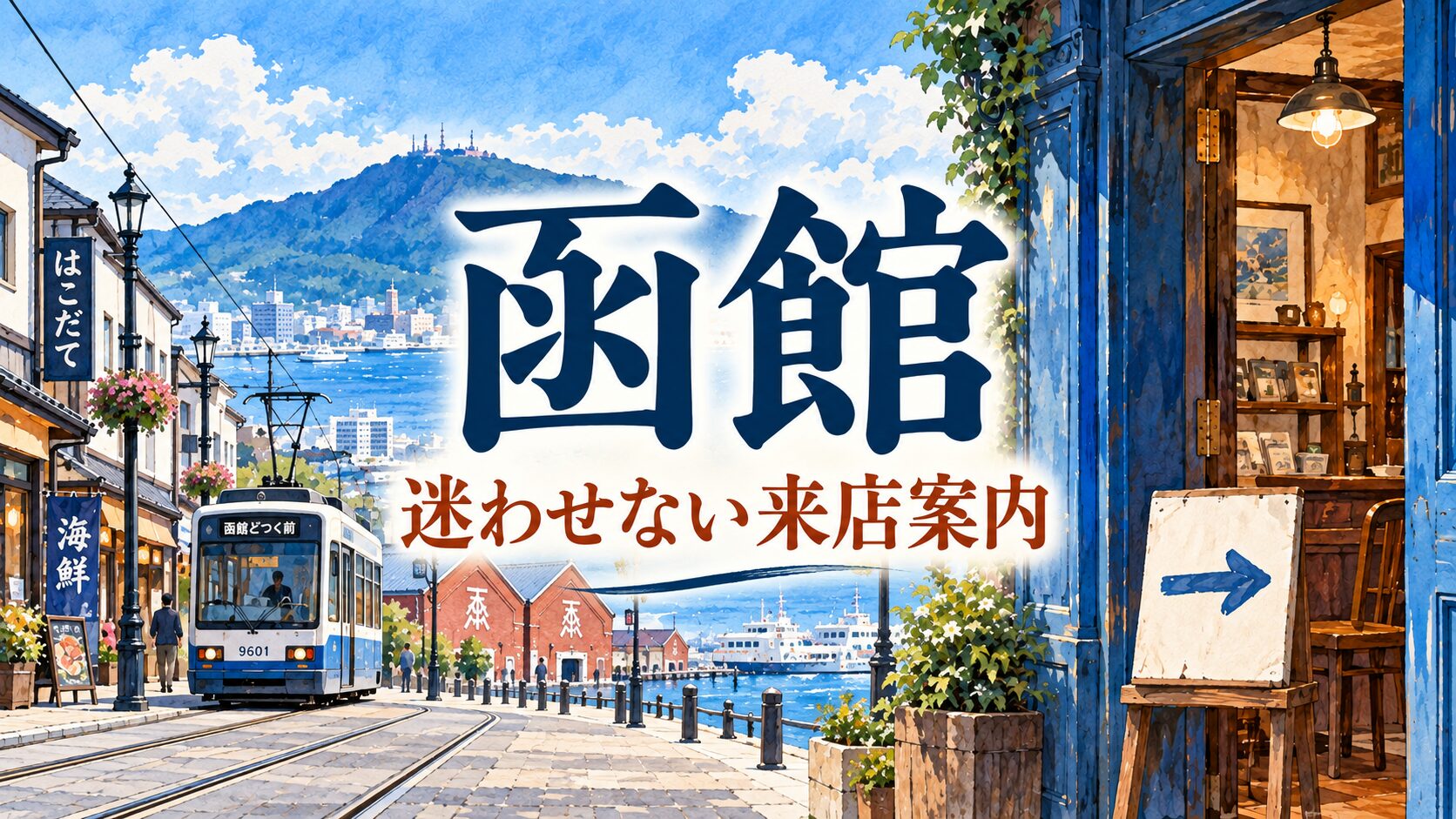 函館市の店舗経営を考えるAI生成イラスト