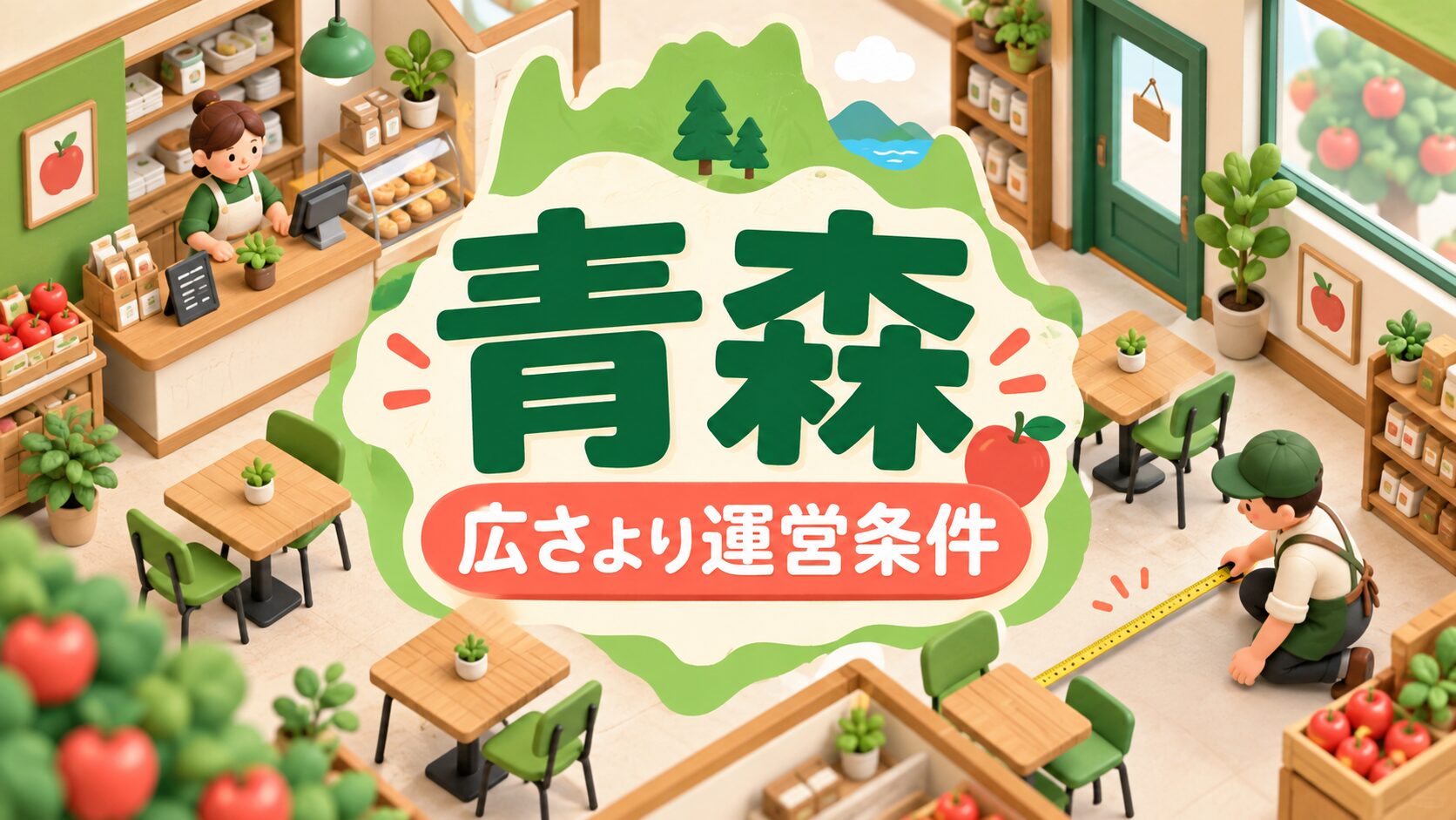 青森市の店舗経営を考えるAI生成イラスト