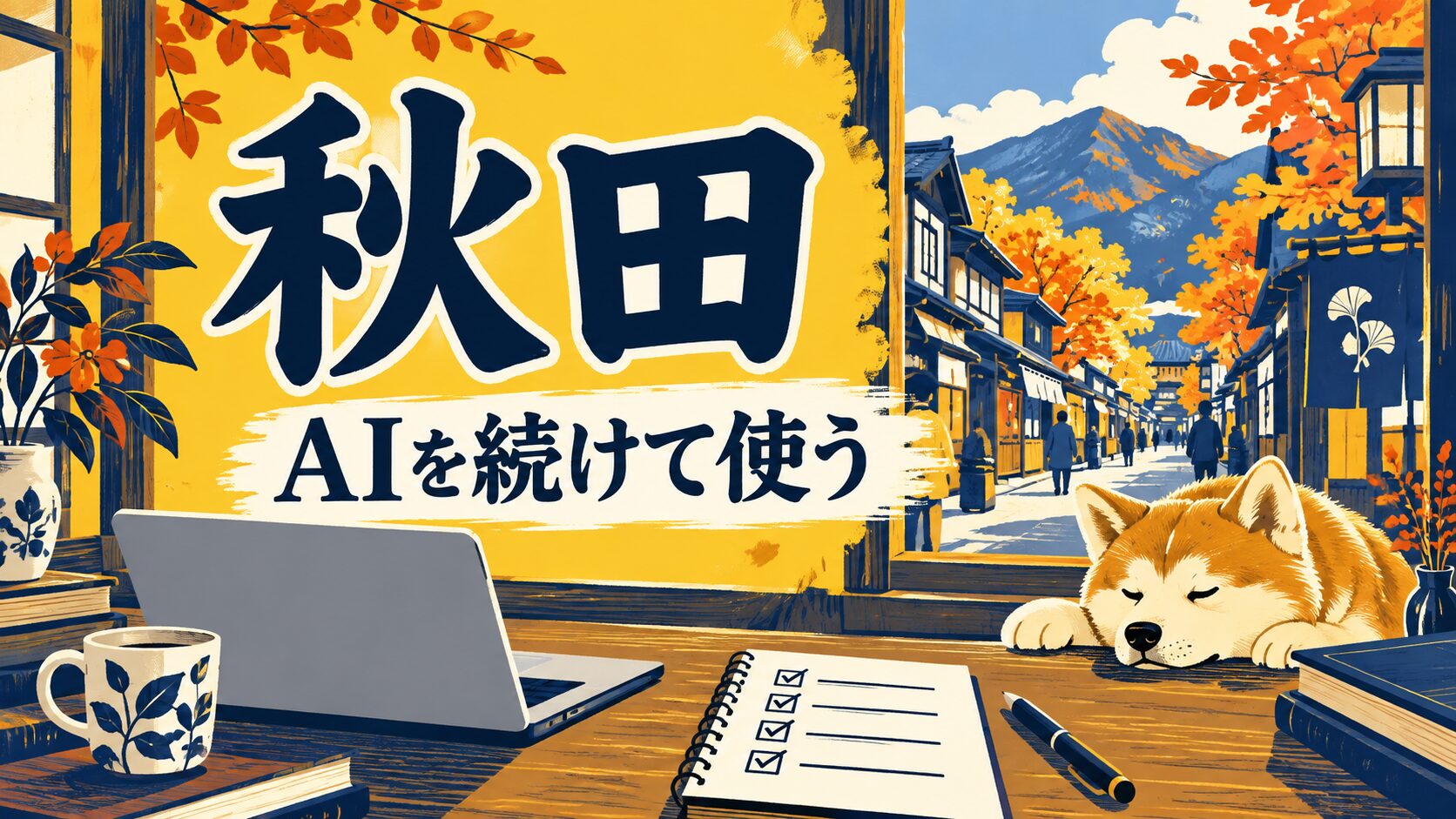 秋田市の店舗経営を考えるAI生成イラスト