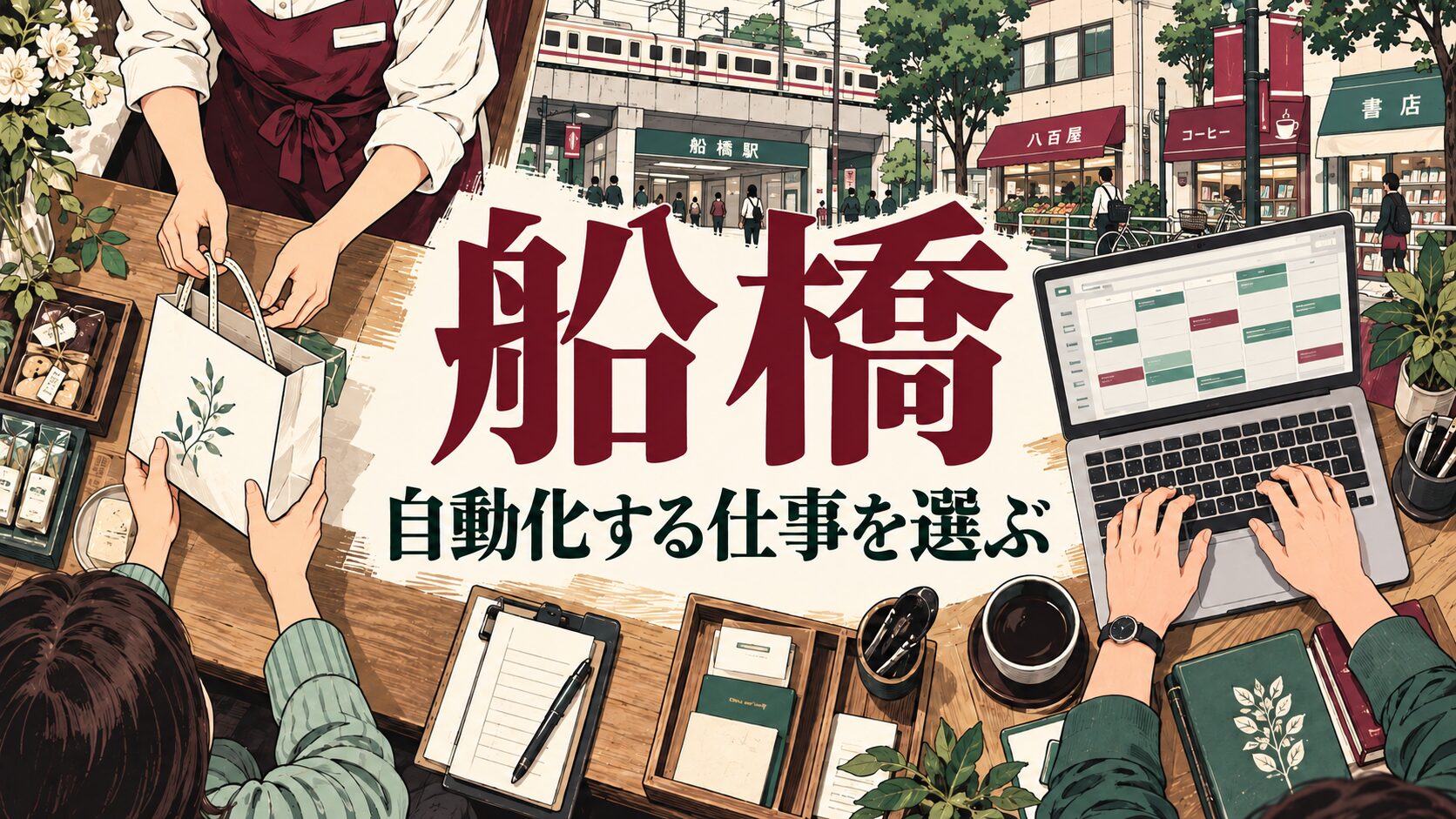 船橋市の店舗経営を考えるAI生成イラスト
