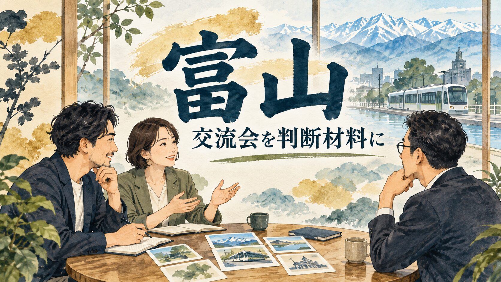 富山市の店舗経営を考えるAI生成イラスト