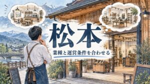 松本市の店舗経営を考えるAI生成イラスト