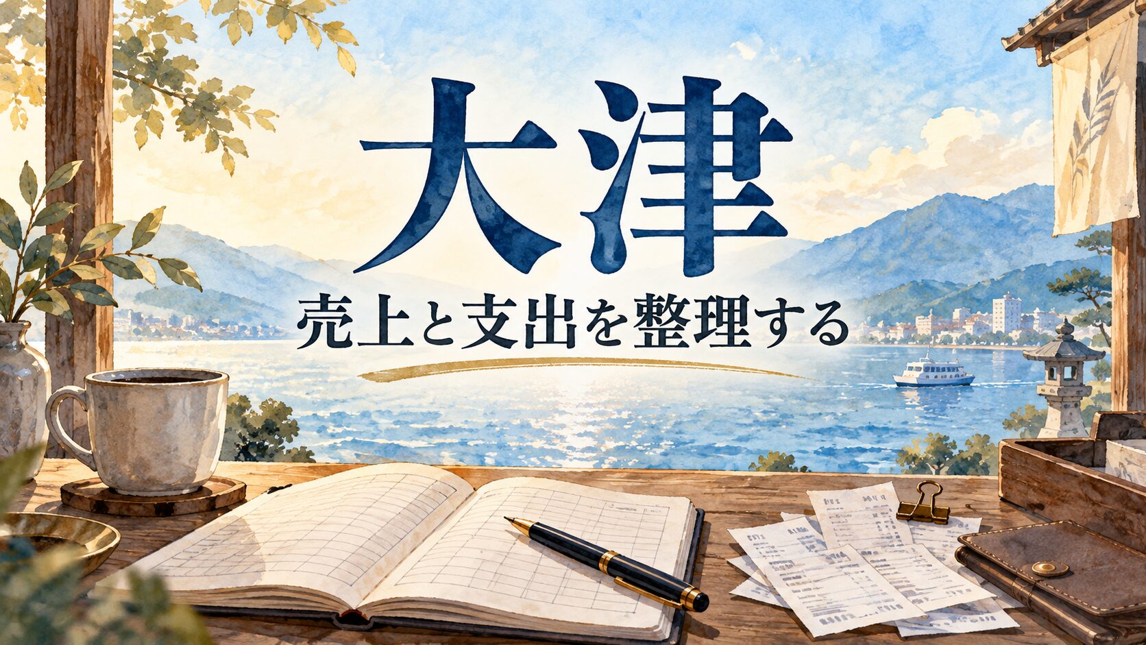 大津市の店舗経営を考えるAI生成イラスト