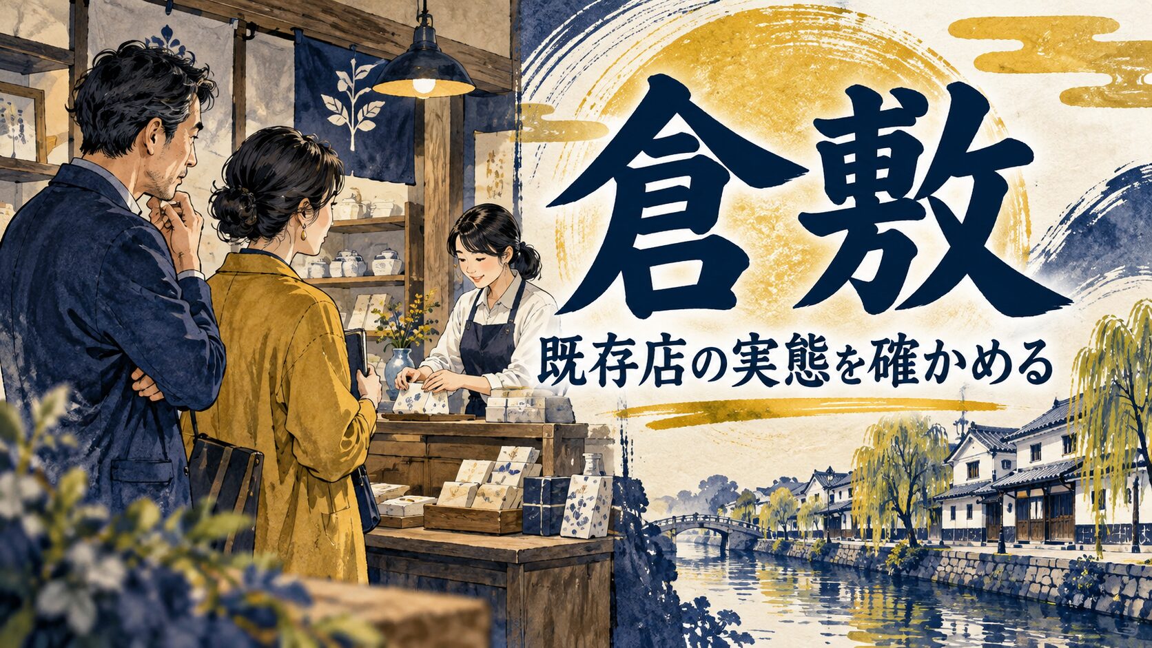 倉敷市の店舗経営を考えるAI生成イラスト
